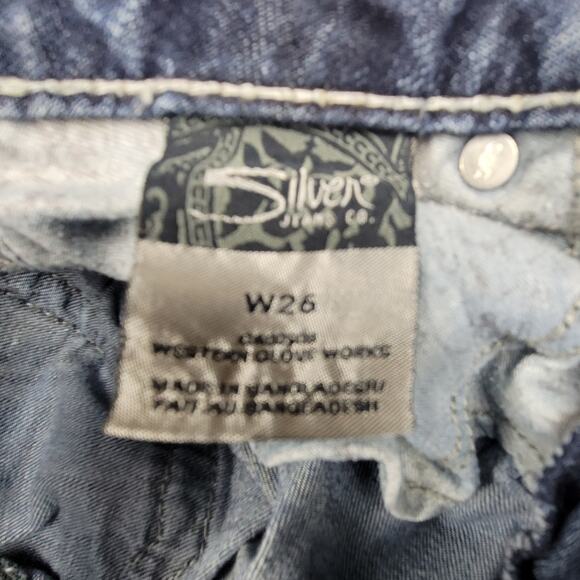 Silver Jeans Womens Size 26 Suki Mid Capri Distressed Embellished - Picture 11 of 16